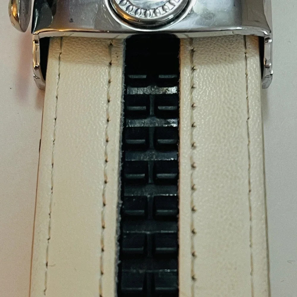 READ Mission Belt‎ Mens 50 White Leather Ratchet Automatic Buckle Adjustable